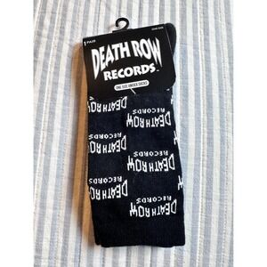 Death Row Records Logo Socks Black White Unisex One Size 6-10 New Hip Hop NWT